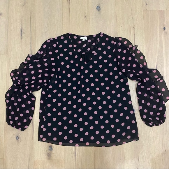 Laura | Black Polka Dot Ruffle Sleeve Long Sleeve Blouse 🖤 - Picture 7 of 14